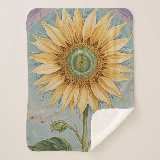 Sunflower Whimsy Sherpa Deken (Voorkant)