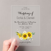 Sunflower white rose wedding Acrylic Invitation (In situ (ordinateur de poche))