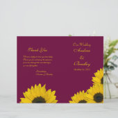 Sunflower Wine Yellow Wedding Programme (Debout devant)