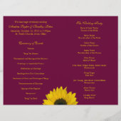Sunflower Wine Yellow Wedding Programme (Dos)