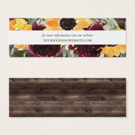 Sunflower Wood Mariage Website Insérer des cartes (Devant & derrière)
