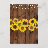 Sunflower Wood Rustic Logement Cartes de mariage (Dos)