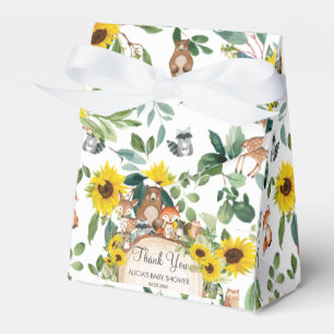 Sunflower Woodland Animals Baby shower Dank u Bedankdoosjes