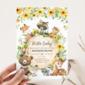Sunflower Woodland Animals Baby Shower Kaart