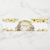 Sunflower Woodland Animals Baby Shower Waterfles Etiket (Enkel label)