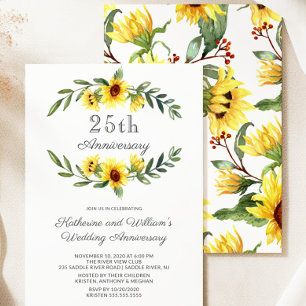 Sunflower Wreath 25e Jubileum Party Kaart