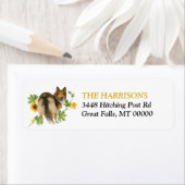 Sunflower Yellow Collie Dog Return Address Etiket (Insitu)