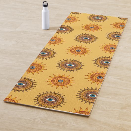 Sunflower Yellow Mandala - Third Eye Graphic Print Yogamat (In situ)