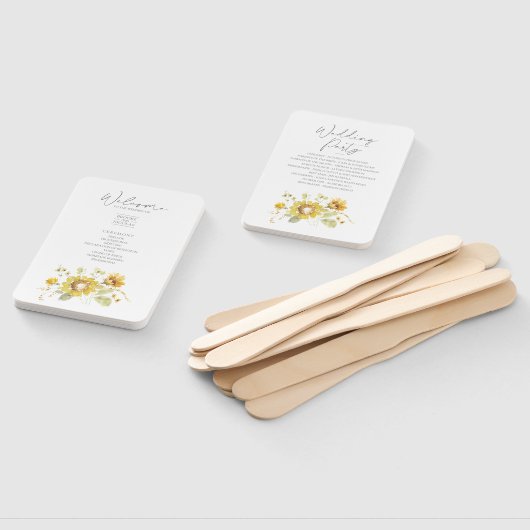 Sunflower Yellow Rustic Wedding Programme Handwaaier (Niet-gemonteerd)