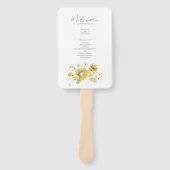 Sunflower Yellow Rustic Wedding Programme Handwaaier (Voorkant)