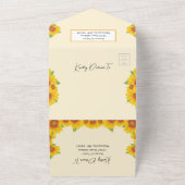 Sunflower Yellow Sinaasappel All in One Wedding In All In One Uitnodiging (Buitenkant)
