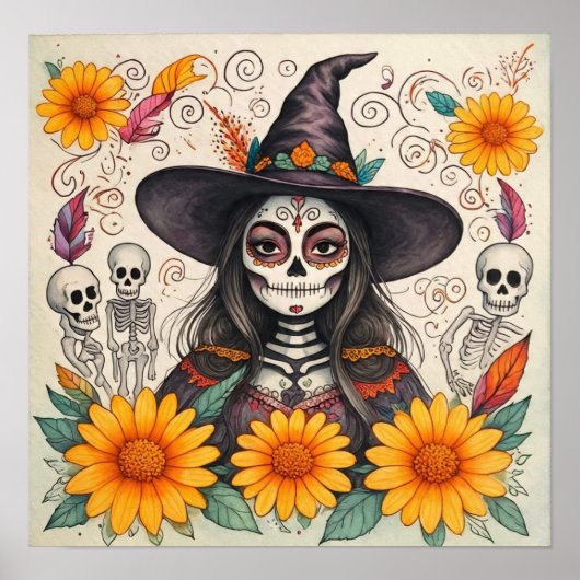 SunflowerDayOfTheDeadWitch Poster (Voorkant)