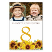 Sunflowers 2 Photos Mariage Numéro de table (Dos)