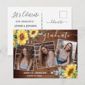 Sunflowers 3 PHOTO Graduation Party Invitation (Devant / Derrière)