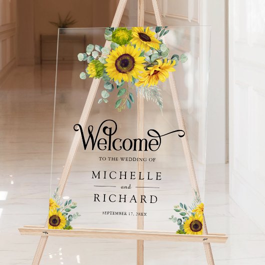 Sunflowers and Eucalyptus Wedding Welcome