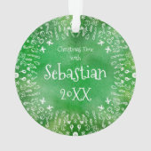 Sunflowers and Rabbit on Green Christmas Ornament (dos)