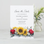 Sunflowers and Roses Wedding Save the Date (Debout devant)