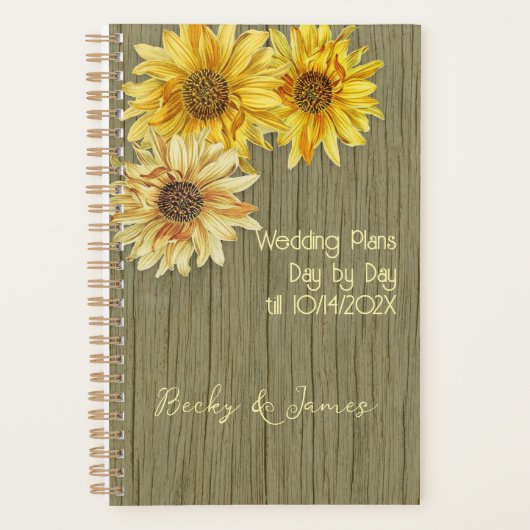 Sunflowers and Wood Wedding Planner (Devant)