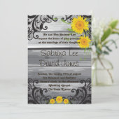 Sunflowers Barn Wood Collection Faire-part de mari (Debout devant)