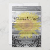 Sunflowers Barn Wood Collection Faire-part de mari (Dos)