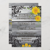 Sunflowers Barn Wood Collection Faire-part de mari (Devant / Derrière)