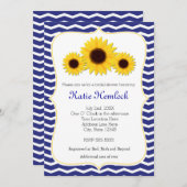 Sunflowers Blue Chevron Invitation à la douche nup (Devant / Derrière)