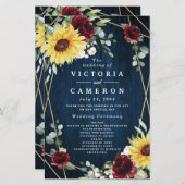 Sunflowers Bourgogne Rose Programmes de mariage (Devant / Derrière)