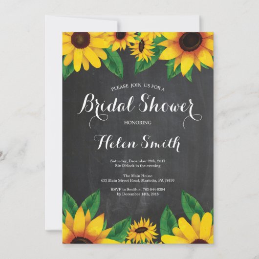Sunflowers Bridal Showboard Invitation (Devant)