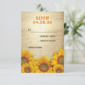 Sunflowers Cartes RSVP de mariage rustique (Debout devant)
