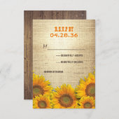 Sunflowers Cartes RSVP de mariage rustique (Devant / Derrière)