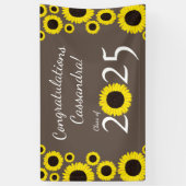 Sunflowers Country Graduation Party Bannière Brown (Vertical)