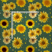 Sunflowers Dots Green Repeating Pattern Fabric Stof (Delen)
