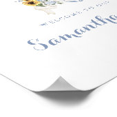 Sunflowers Dusty Blue Hydrangea Crest Affiche de b (Coin)