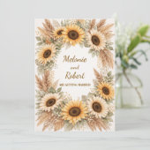 Sunflowers Earthy Boho Wedding Invitation (Debout devant)