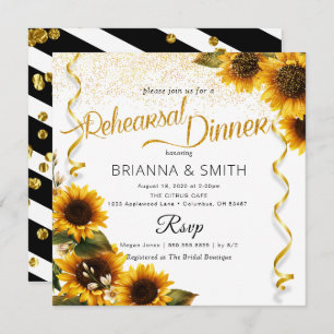Sunflowers Élégant Dîner de répétition Invitation