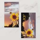 SUNFLOWERS EN PINK SUMMER SUNSET VISITEKAARTJE (Voorkant / Achterkant)