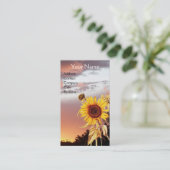 SUNFLOWERS EN PINK SUMMER SUNSET VISITEKAARTJE (Staand voorkant)