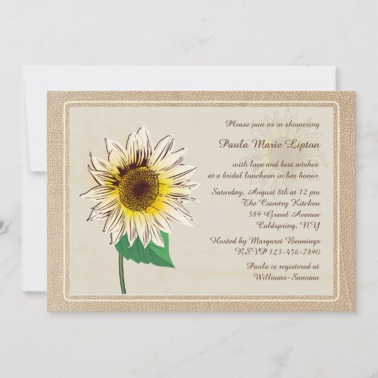 Sunflowers et Burlap Invitations (Devant)