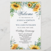 Sunflowers Eucalyptus Mariage programme de cérémon (Devant)