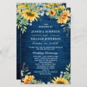 Sunflowers Eucalyptus Mariage programme de cérémon (Devant / Derrière)