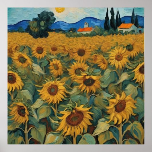 sunflowers field Póster Poster (Voorkant)