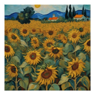 sunflowers field van gogh style perfect poster