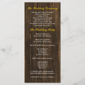 Sunflowers Grange Programme de mariage en bois (Dos)