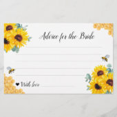 Sunflowers Honeypeb Fête des mariées Cartes de con (Devant)
