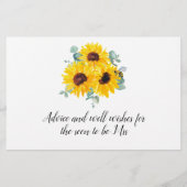 Sunflowers Honeypeb Fête des mariées Cartes de con (Dos)