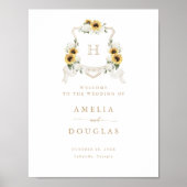 Sunflowers Hydrangea Crest Monogramme Affiche de b (Devant)