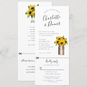 Sunflowers i milkbucket invitation avec rsvp attac