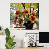 Sunflowers in a vase poster (Thuiskantoor)