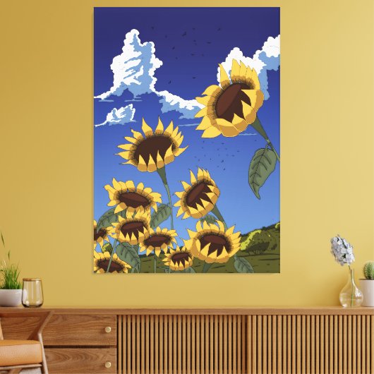 Sunflowers in the Summer Canvas Afdruk (Insitu (Woonkamer))