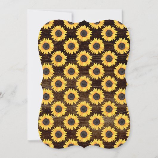 Sunflowers Invitation de douche nuptiale Bois rust (Dos)
